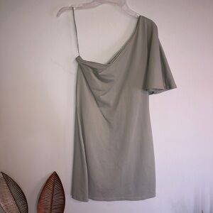 Susana Monaco Gray One Shoulder Mini Dress